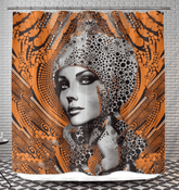 Artistic pencil sketch design on a shower curtain for modern bathrooms.