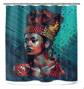 Artistic pencil sketch design on a luxury shower curtain