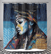 Pencil Power Shower Curtain Hanging in Bathroom.