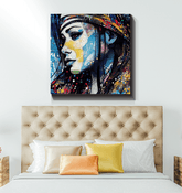 Close-up of vibrant pencil strokes on Pencil Power Wrapped Canvas.