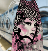 Pencil Precision patterned laundry bag displayed in a bedroom setting.