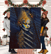 Pencil Precision Sherpa Blanket spread on a bed, showcasing its unique design.