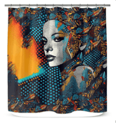 Artistic pencil progression design on a shower curtain