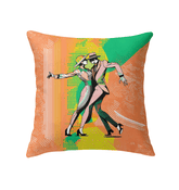 Vibrant indoor pillow featuring powerful women's dance moves design