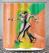 Inspirational women's dance moves printed on shower curtain for a powerful bathroom statement.