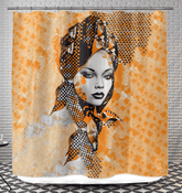 Sketch Symmetry patterned shower curtain enhancing bathroom aesthetics