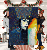 Sketching Serenity II Sherpa Blanket draped over a couch, showcasing its detailed design.