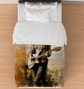 Elegant Soulful Transitions Duvet Cover on a bed, showcasing serene bedroom style.