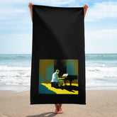 SurArt 88 Towel draped over a chair, highlighting its luxurious texture and stylish pattern.