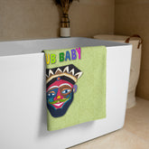 Mermaid Lagoon premium towel displayed in a serene bathroom setting.