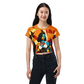 SurArt 77 all-over print crop tee showcasing trendy pattern design.