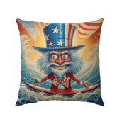 American Frontier Outdoor Pillow in a cozy outdoor setting, highlighting its durability and design.