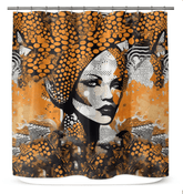 Elegant Visual Velocity patterned shower curtain enhancing bathroom decor