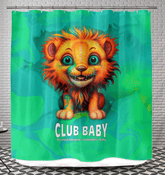 Artistic shower curtain with whimsical mane stares design for modern bathrooms.