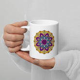 Mandala Bliss On White Glossy Mug - Beyond T-shirts