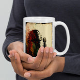 NS-967 White Glossy Ceramic Mug on a Wooden Table