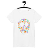 Organic women's Halloween tee featuring ghostly spirits, embodying a mesmerizing spooky charm.