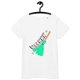 Eco-friendly women's Halloween tee with moon phases design, celebrating celestial harmony.