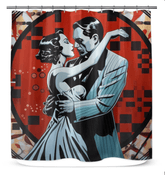 A Beautiful Partnership twin-sized shower curtain in elegant bathroom setting