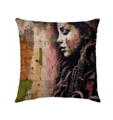 Bashing The Cymbals Fiercely Outdoor Pillow - Beyond T-shirts