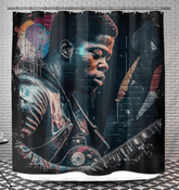 Fingers On Fire, Strings Ablaze Shower Curtain - Beyond T-shirts