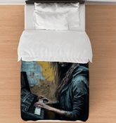 Her Heart Beats Music Comforter- Twin - Beyond T-shirts