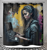 Her Heart Beats Music Shower Curtain - Beyond T-shirts