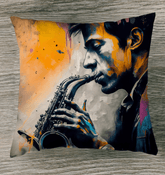 Saxophone Sorcery Outdoor Pillow - Beyond T-shirts
