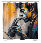 Saxophone Sorcery Shower Curtain - Beyond T-shirts