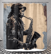 Saxophone Swagger Shower Curtain - Beyond T-shirts
