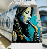 She Breathes Through Music Laundry Bag - Beyond T-shirts