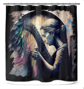 She Can Make That Harp Sing Shower Curtain - Beyond T-shirts