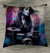 She Drums With Power Outdoor Pillow - Beyond T-shirts