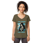 Stay Focused Stay Fierce Women’s Fitted V-neck T-shirt - Beyond T-shirts