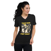 Train Hard Fight Smart Unisex Short Sleeve V-Neck T-Shirt - Beyond T-shirts