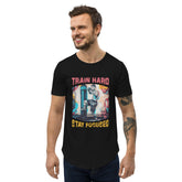 Train Hard Stay Focused Men's Curved Hem T-Shirt - Beyond T-shirts