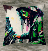 Wailing On The Keys Outdoor Pillow - Beyond T-shirts