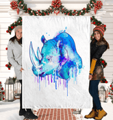 Watercolor Rhino Sherpa Blanket - Beyond T-shirts