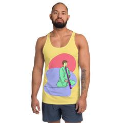 Man playing a pipe tank top tee