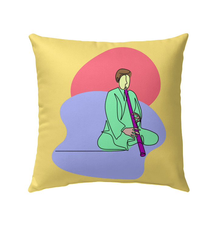 A Man Playing A Pipe Outdoor Pillow - Beyond T-shirts