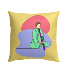 A Man Playing A Pipe Outdoor Pillow - Beyond T-shirts