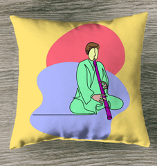 A Man Playing A Pipe Outdoor Pillow - Beyond T-shirts