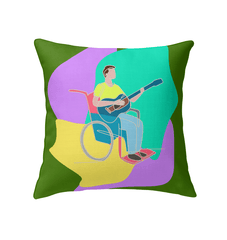 A Man Playing Guitar Indoor Pillow - Beyond T-shirts