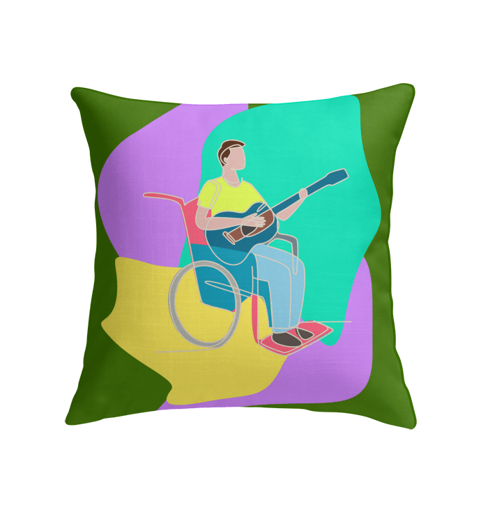 A Man Playing Guitar Indoor Pillow - Beyond T-shirts