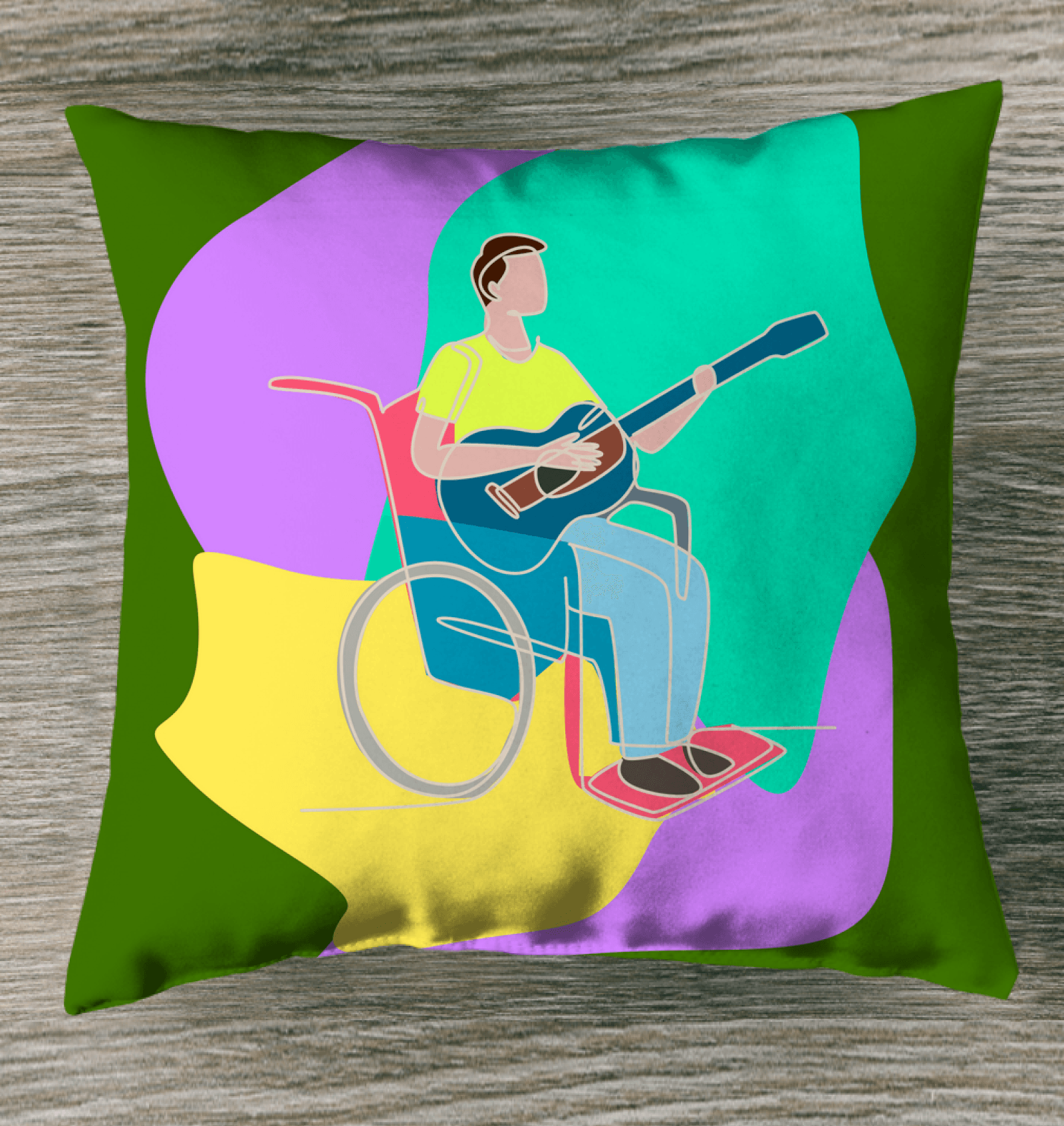 A Man Playing Guitar Indoor Pillow - Beyond T-shirts