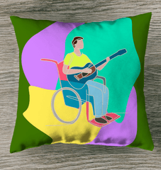 A Man Playing Guitar Outdoor Pillow - Beyond T-shirts