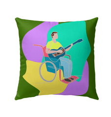 A Man Playing Guitar Outdoor Pillow - Beyond T-shirts