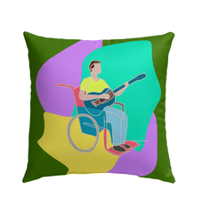 A Man Playing Guitar Outdoor Pillow - Beyond T-shirts