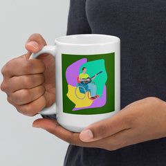 A Man Playing Guitar White Glossy Mug - Beyond T-shirts