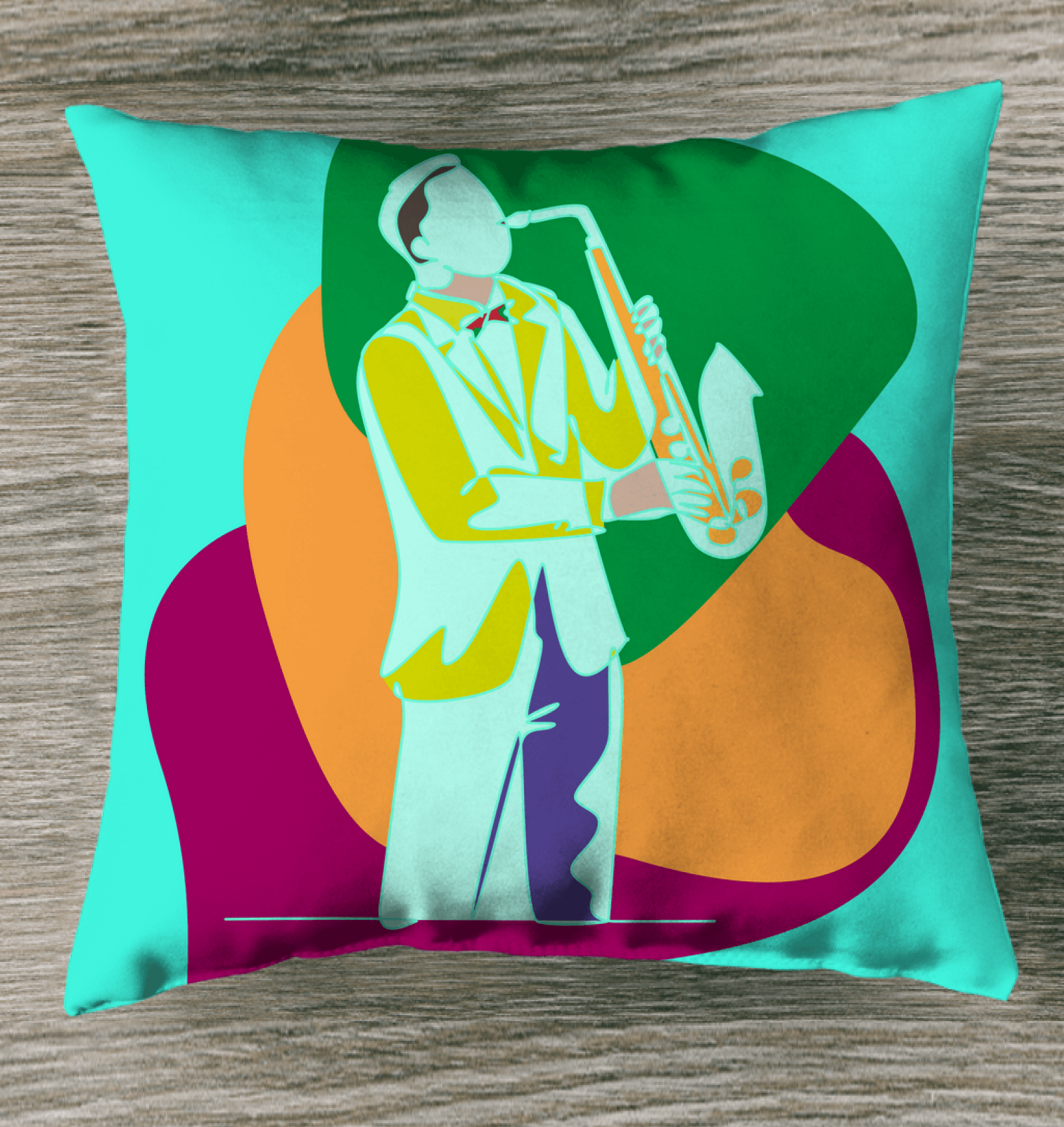 A Man Plays The Trumpet Outdoor Pillow - Beyond T-shirts